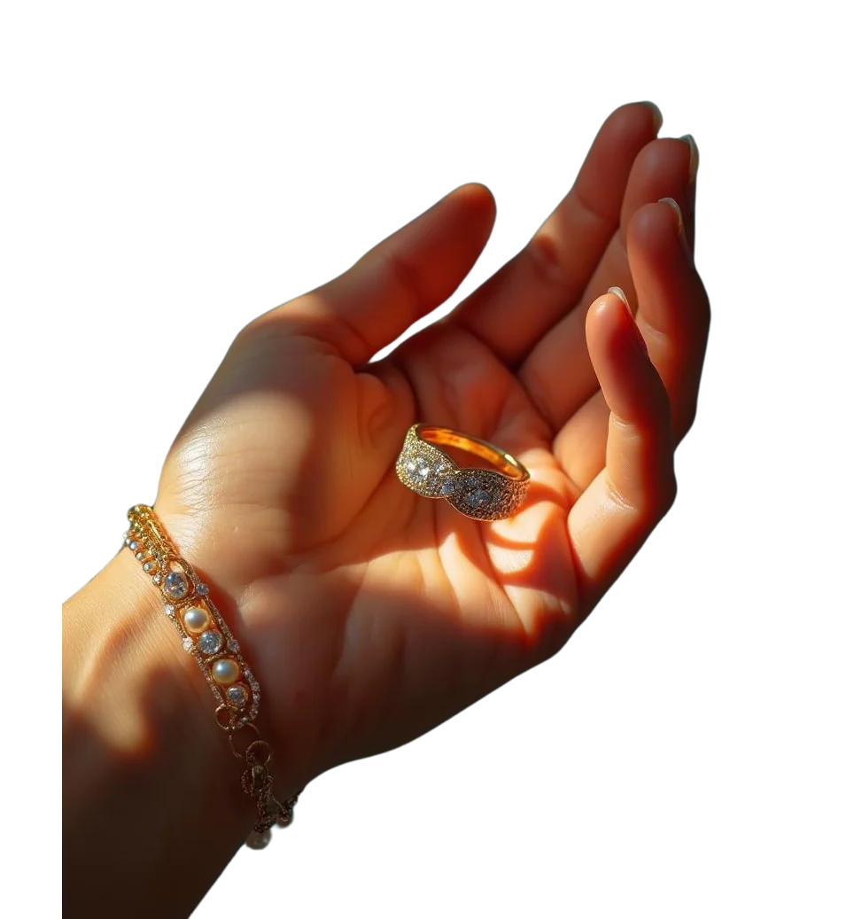 mano con joyas